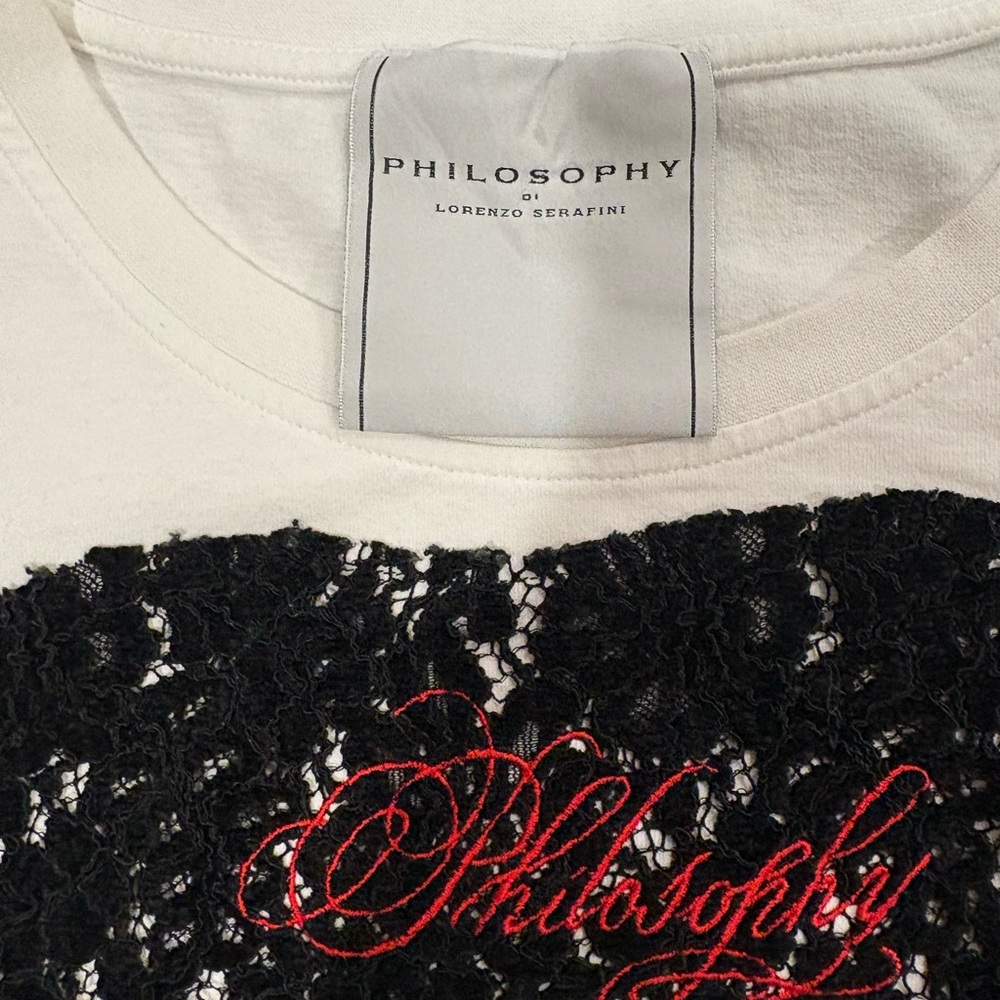 Philosophy Lorenzo Serafini T-Shirt With Black Lace And Red